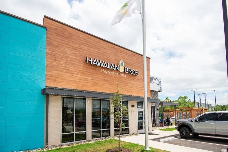 Completed Hawaiian Bros Island Grill restaurant built by Surfco in Northwest Arkansas